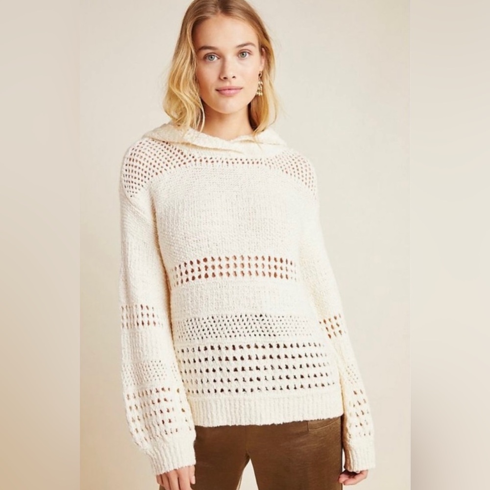Anthropologie Pointelle Hooded Sweater